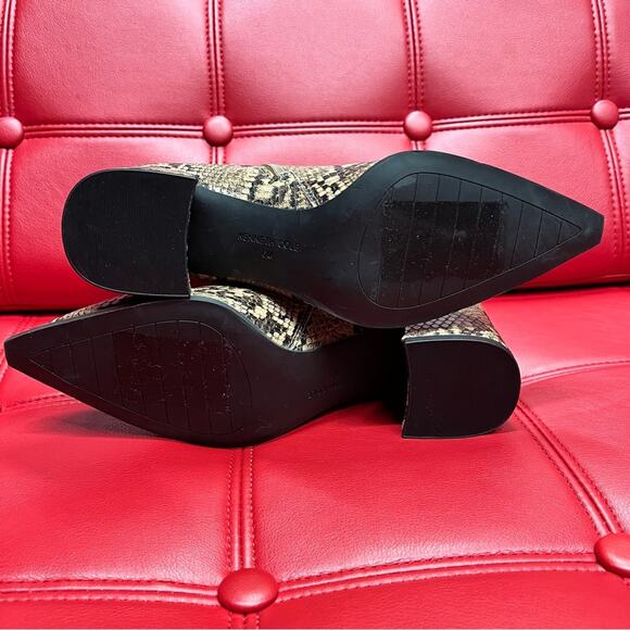 Kenneth Cole Roanne Toffee & Black Faux Snakeskin Block Heel Side Zip Bootie Sz6 - Picture 11 of 13